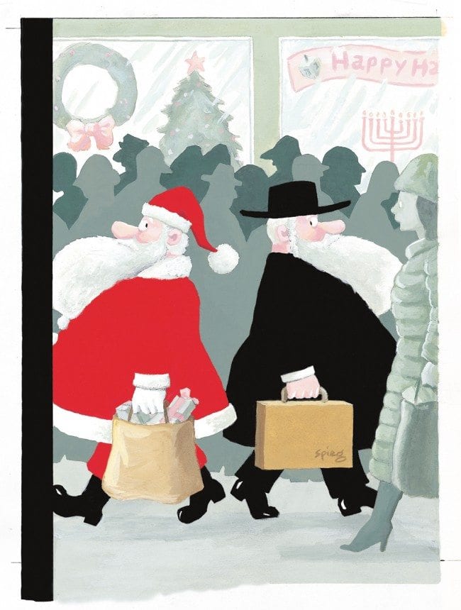 17. Art Spiegelman, cover art for “’Twas the Night Before Hanukkah,” The New Yorker, December 18, 2000, gouache on paper.  Copyright © 2000 by Art Spiegelman. Used by permission of the artist and The Wylie Agency LLC. 