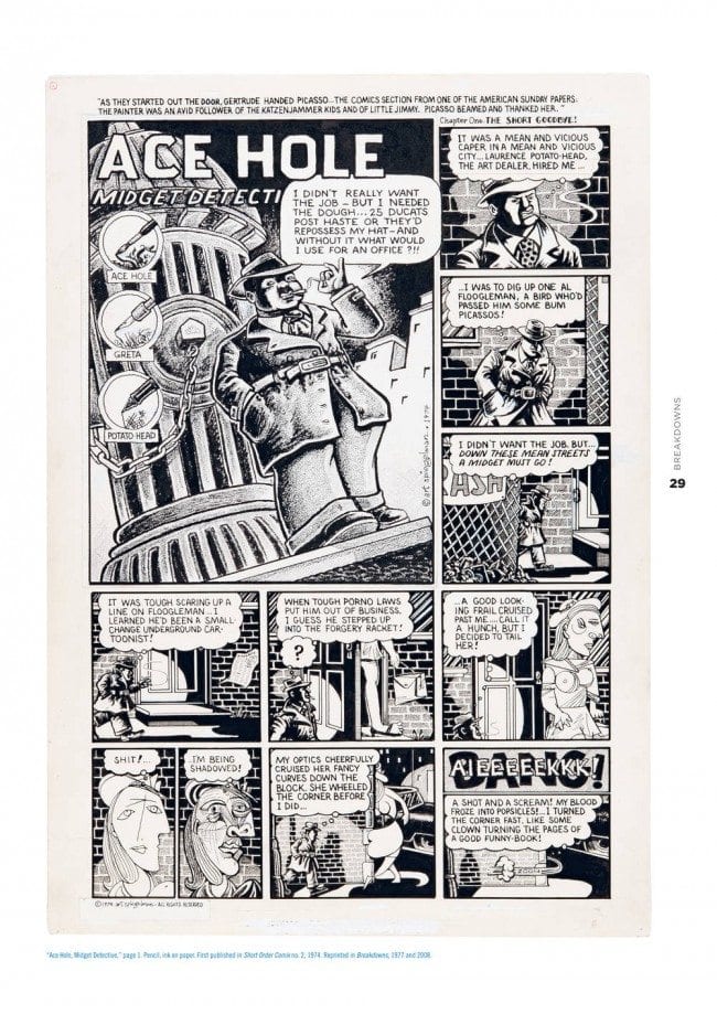 Original art for Spiegelman's 1974 comic book story, ACE HOLE, MIDGET DETECTIVE, page 29 of CO-MIX. Copyright © 2008by Art Spiegelman. Used by permission of the artist and The Wylie Agency LLC.