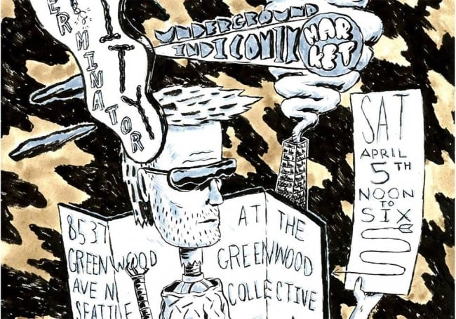 From the poster for the Exterminator City underground and indie comics event. Art by event founder and organizer, Seth Goodkind.