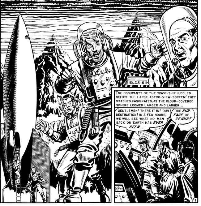 "Spawn of Venus" was cartooned by Al Feldstein for Weird Science #6 (March-April 1951)