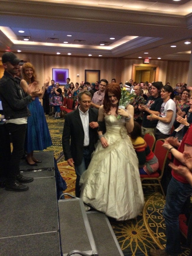 Gary Groth and Simon Hanselmann at the wedding (photo courtesy of Annie Koyama)