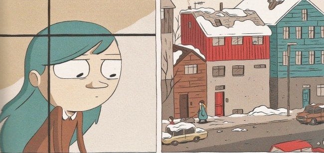 Hilda examines her surroundings in "Hilda and the Bird Parade."