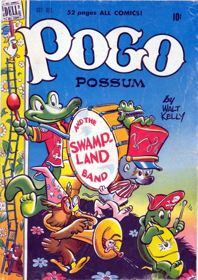 Walt Kelly's vibrant, jubilant cover of Pogo #1, Oct-Dec 1949