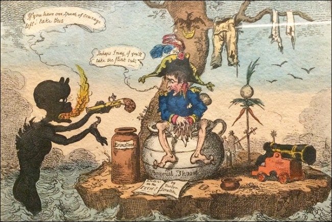 Detail, "Little Boney Gone to Pot", George Cruikshank, 1814 