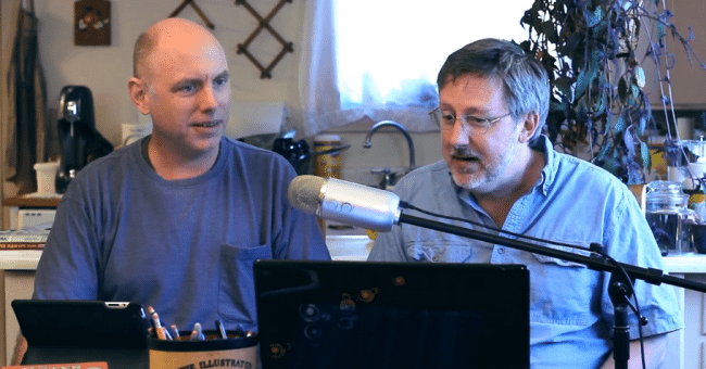 Cartoonists,writers and improv comedians Frank Young (left) and James Gill (right) in the film Bezango, WA