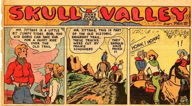 In its last days, Garrett Price's comic strip was set on a dude ranch (August 2, 1936)