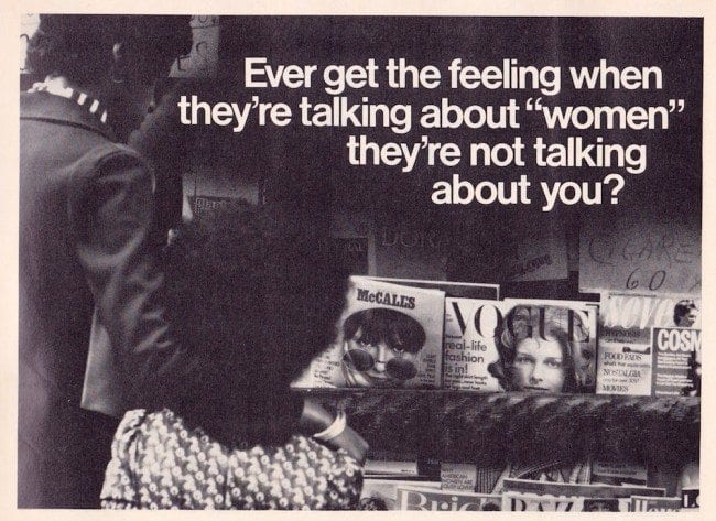 Advertisement for Ebony Magazine from Ms. Magazine n. 1 (January, 1972).