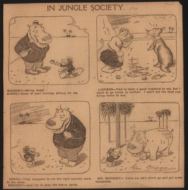 IN JUNGLE SOCIETY by Gus Mager (1904, date unknown) Collection of Paul Tumey