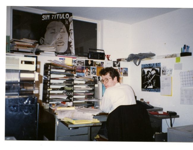 Thom Powers at his Journal desk, 1993.