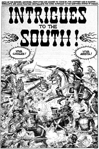 A page from Fantagraphics' first "graphic novel," Jack Jackson's Los Tejanos>/em>, 1982. It was reissued in a volume that also included Jackson's Lost Cause in 2013.