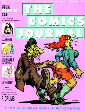 The controversial "Sex Issue" of The Comics Journal (#143, 1991), with a cover by R. Crumb