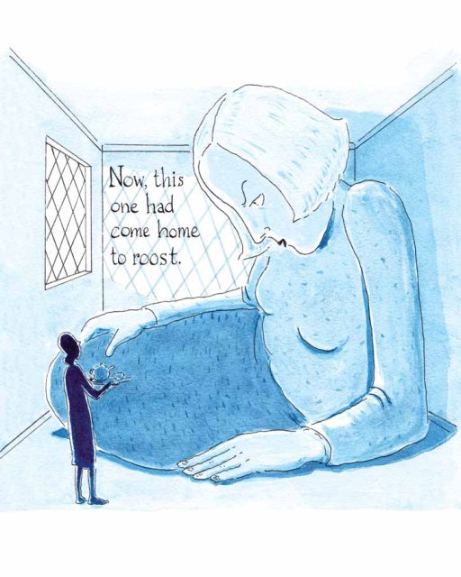 Unity overtaking a large room with her mother as a mere shadow