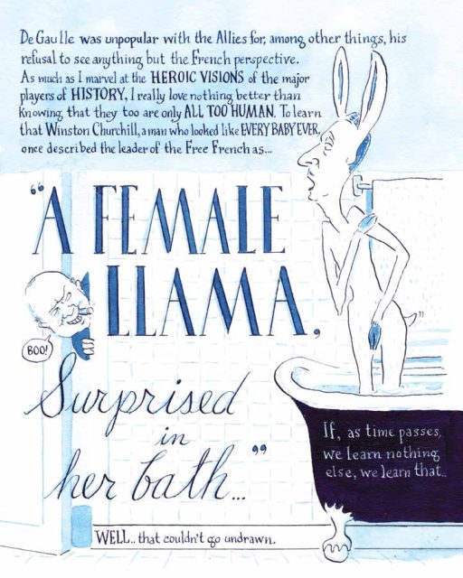 Churchill surprising de gaulle drawn as a female llama