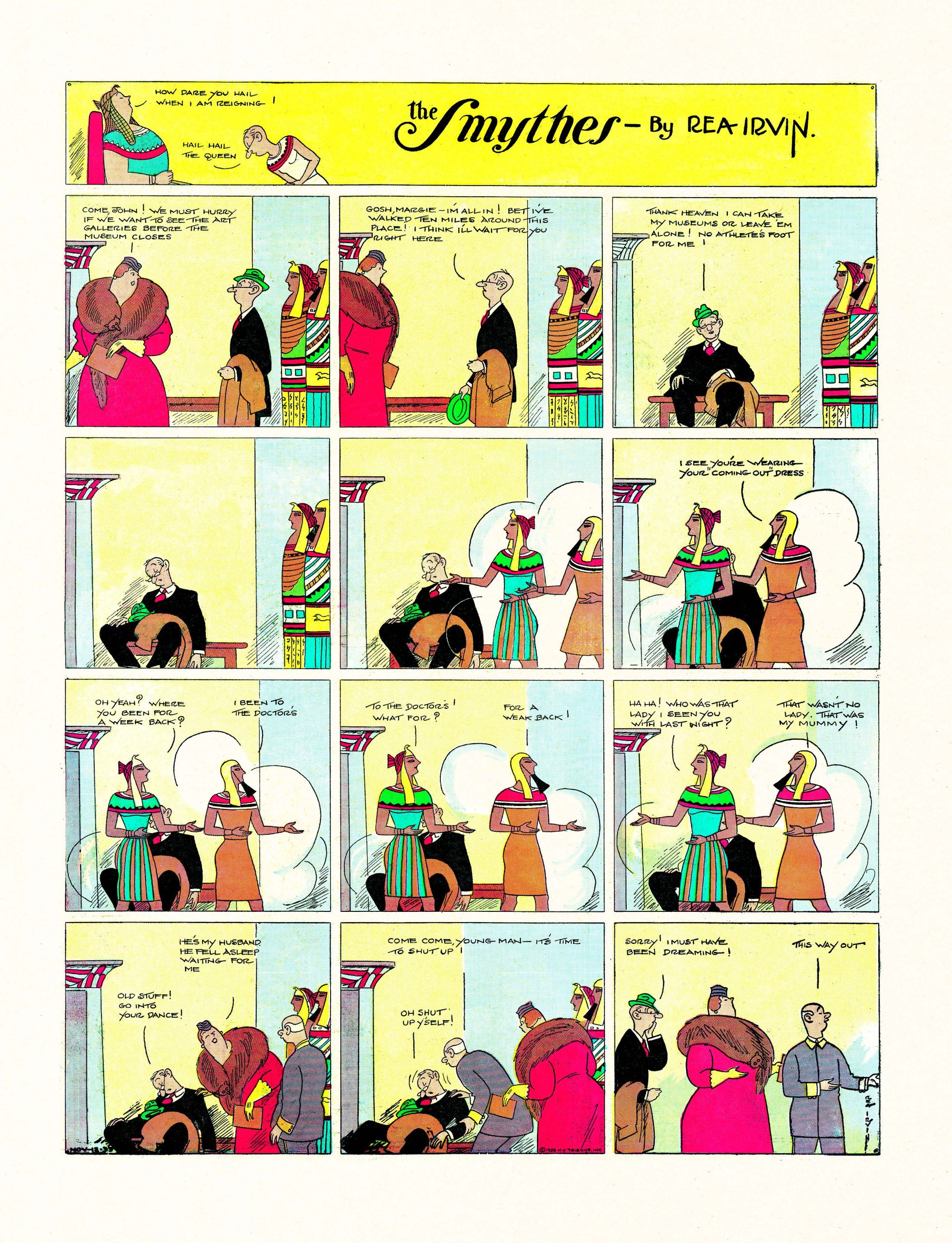 Panels of Mr Smythe dreaming of Egyptian comedians