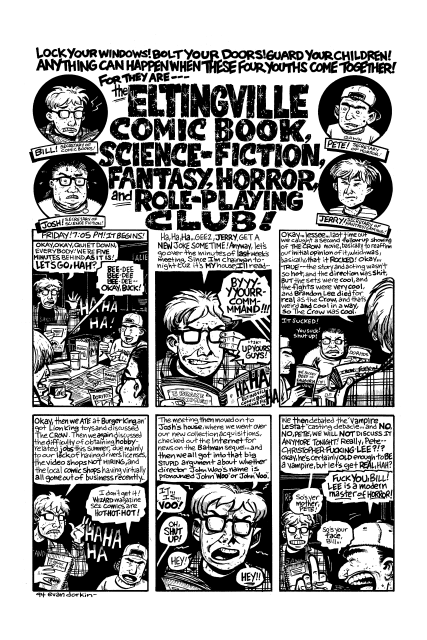 The very first Eltingville story. Art and words by Evan Dorkin.