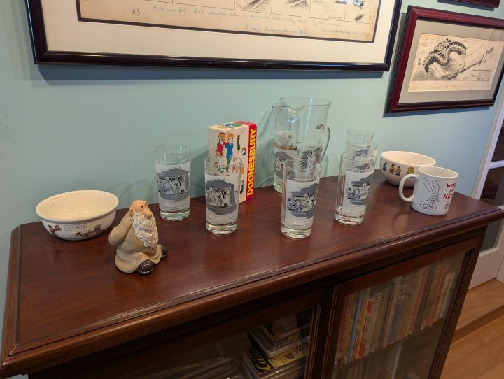 Some of Warren's ephemera, including a Mr. Natural statue