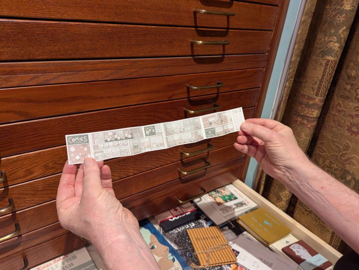 An accordion-style mini comic from Warren's collection