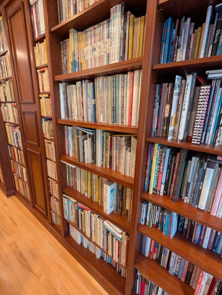 From Warren's library, his shelves of New Yorker artists