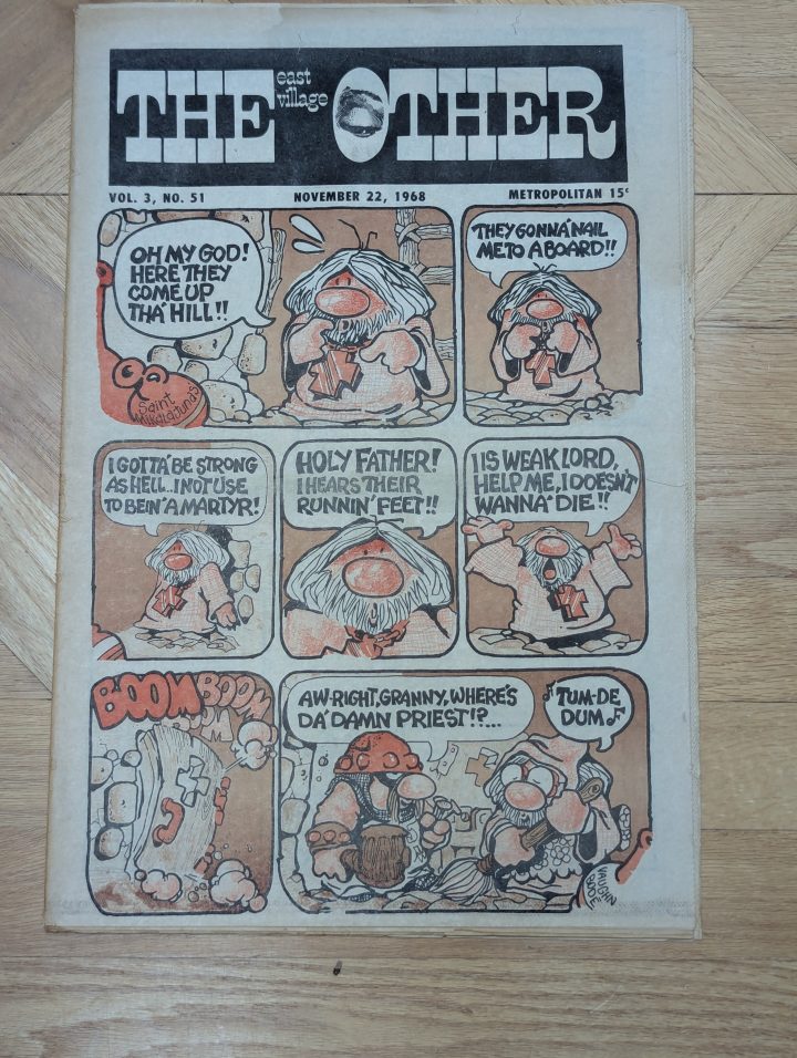 A Vaughn Bode cartoon covered this issue of The East Village Other from 1968