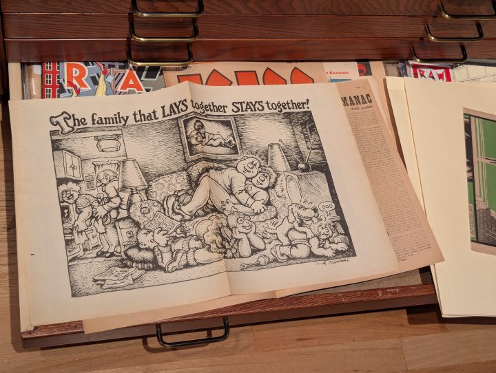 A controversial Crumb illustration that ran in an issue of Kiss, a little known underground porno mag