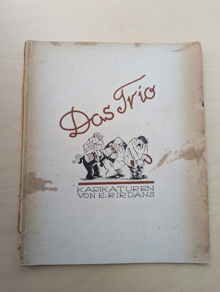 A rare collection of Latvian caricatures by Ernests Rirdāns, featuring anti-allied cartoons.